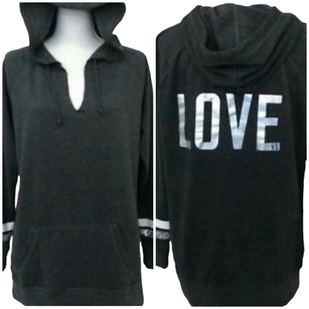 Victoria's Secret Black Hoodie with White Accents